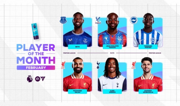 英超2月最佳候選：貝托、馬特塔、明特、薩拉赫、斯賓塞、索博